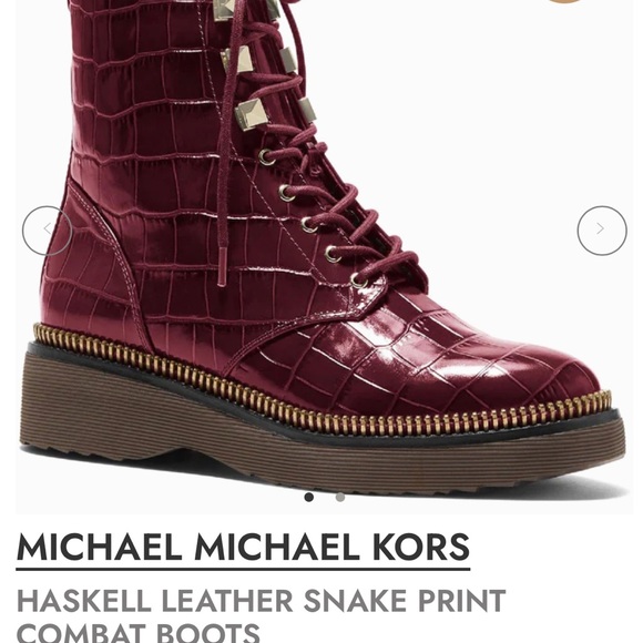 MICHAEL Michael Kors Shoes - 🔥Michael Kors🔥Snake Embossed Burgundy Berry Color Army Boots. Size 10 🤩NWOT🤩